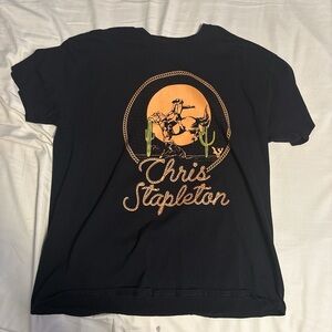 Black Chris Stapleton Graphic T-Shirt with Orange Design